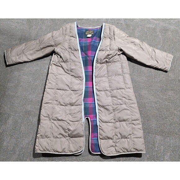 VINTAGE Eddie Bauer Goose Down Quilted Coat Liner Plaid Flannel Size XL - Picture 1 of 3